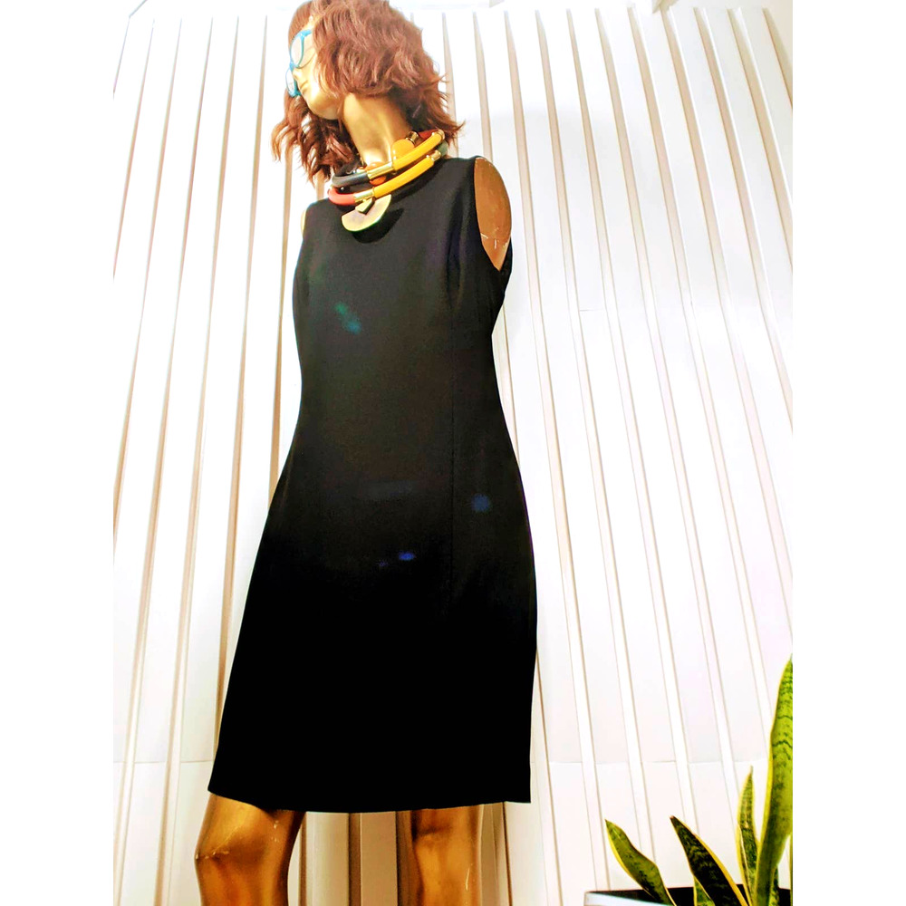 Womens Liz Claiborne Black Professional Midi Sleeveless Shaped Dress Size Large